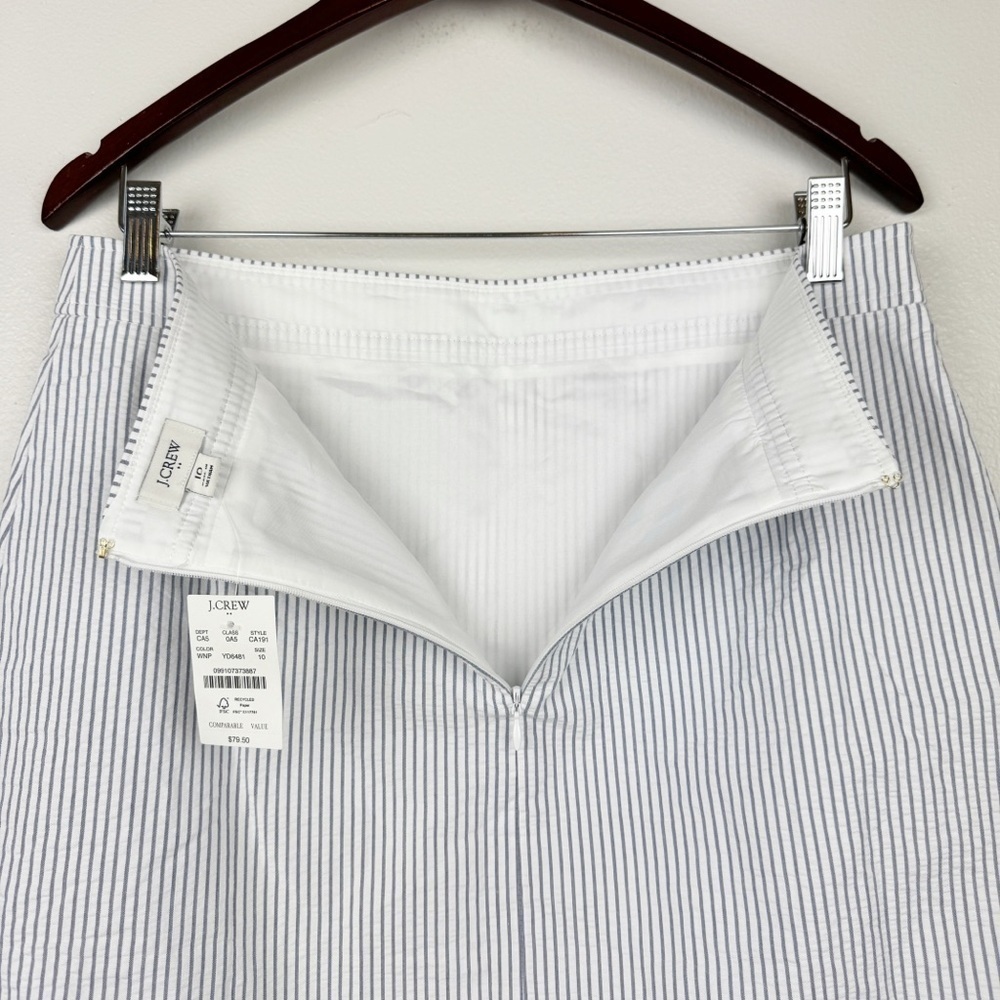 J. Crew Seersucker Cotton A-line Mini Skirt Stripes Size 10/M NWT - Picture 5 of 7